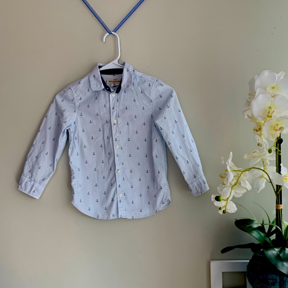 Crisp Button Down Shirt with Anchor pattern Boys